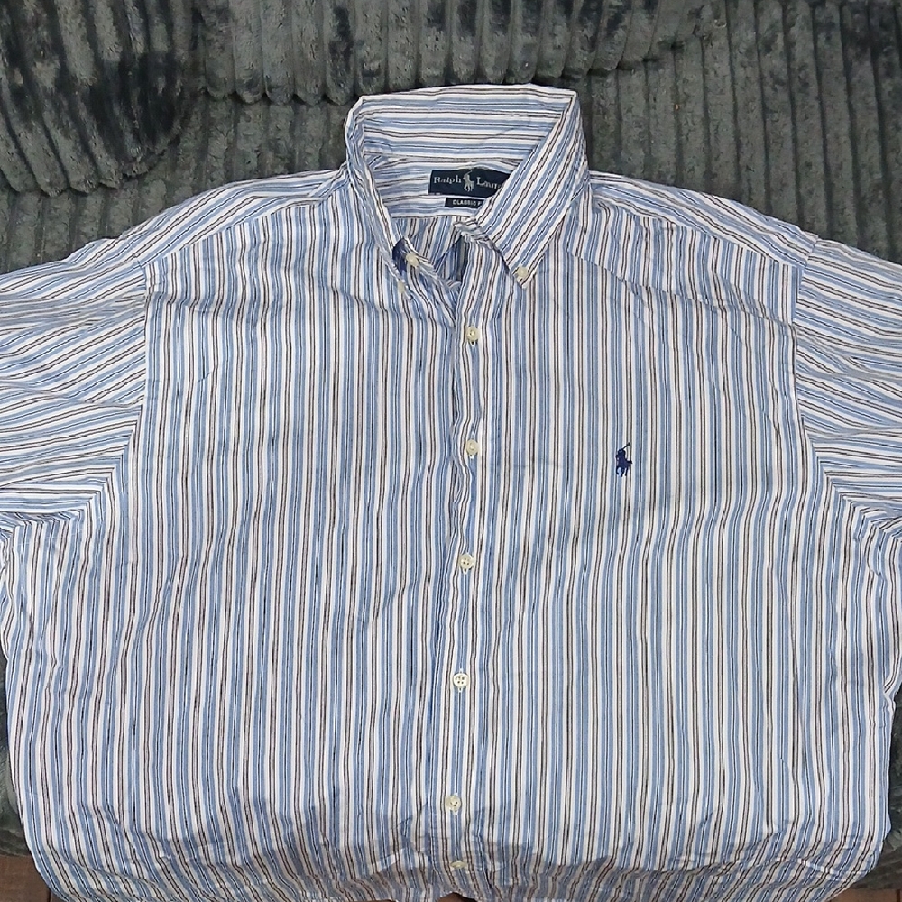 Polo by Ralph Lauren Blue and White Striped Shirt